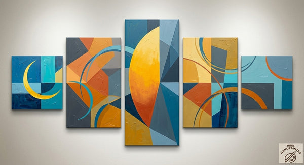 Original Modern Paintings, Geometric Contemporary Art, Abstract Acrylic Paintings, Hand Painted Canvas Art-ArtWorkCrafts.com