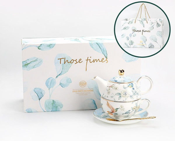 Stackable Teapot and Cup Set, Ceramic Tea Pot with Integrated Cup, Porcelain Teapot with Matching Cup and Saucer in Gift Box, Mother-and-Baby Teapot with Matching Saucer-ArtWorkCrafts.com