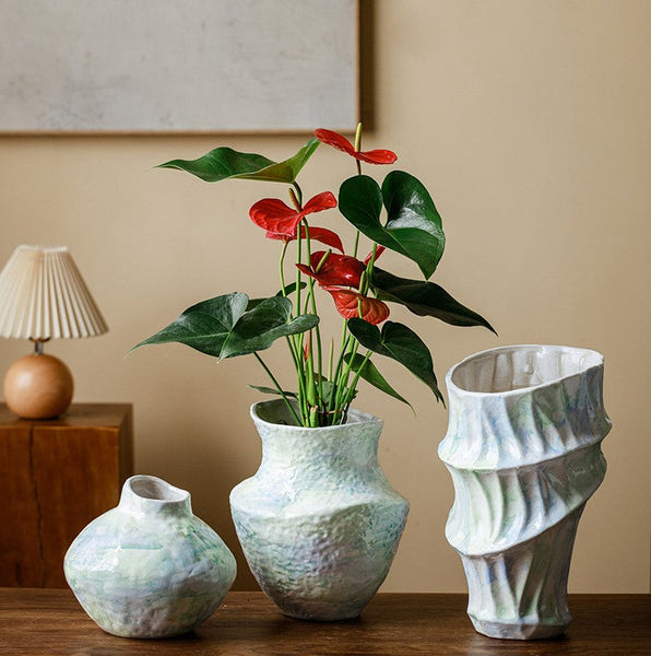 Modern Porcelain Flower Vases, Handmade Water Holding Flower Vases, Centerpiece on Dining Table, Ceramic Bouquet Vases, Flower Vases on Table-ArtWorkCrafts.com