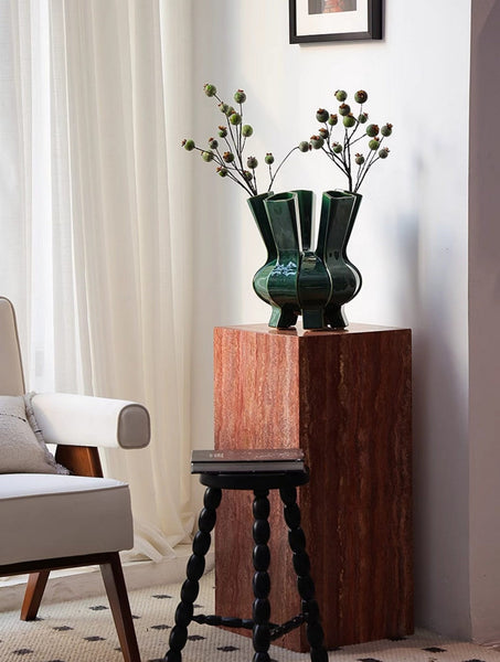 Unique Handmade Modern Flower Vase, Centerpiece Ceramic Bouquet Vases, Contemporary Vases on Dining Table, Green Porcelain Vases for Modern Home Decor-ArtWorkCrafts.com