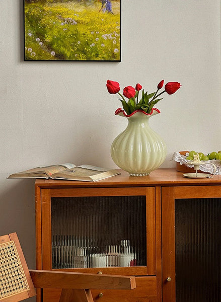 French Vintage Glass Flower Vases, Glass Bud Vases, Flower Vases on Table, Handmade Water Holding Flower Vases-ArtWorkCrafts.com