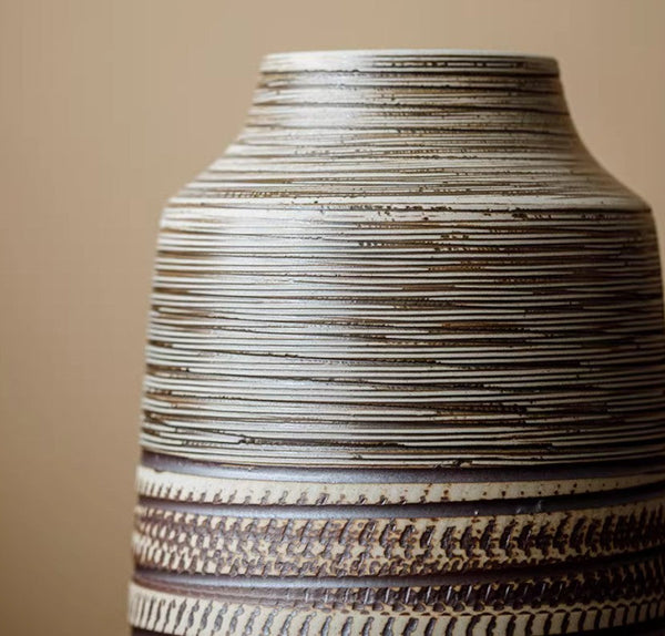 Centerpiece on Dining Table, Handmade Pottery Flower Vases Urn, Modern Bouquet Flower Vases, Water Holding Flower Vases, Large Flower Vase on Table-ArtWorkCrafts.com