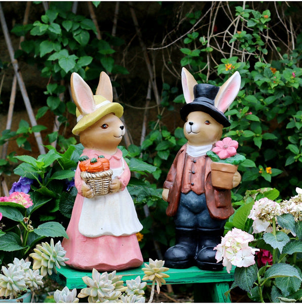 Garden Animal Sculpture Rabbit Statues, Garden Decor Ideas, Animal Statue for Garden Ornament, Villa Courtyard Decor, Outdoor Garden Decoration-ArtWorkCrafts.com