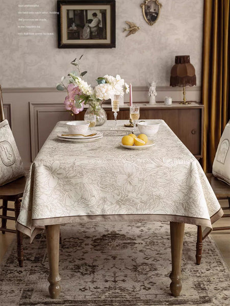 French Style Tablecloth for Dining Table, Beautiful Table Cover for Dining Room Table, Modern Rectangle Tablecloth for Oval Table-ArtWorkCrafts.com
