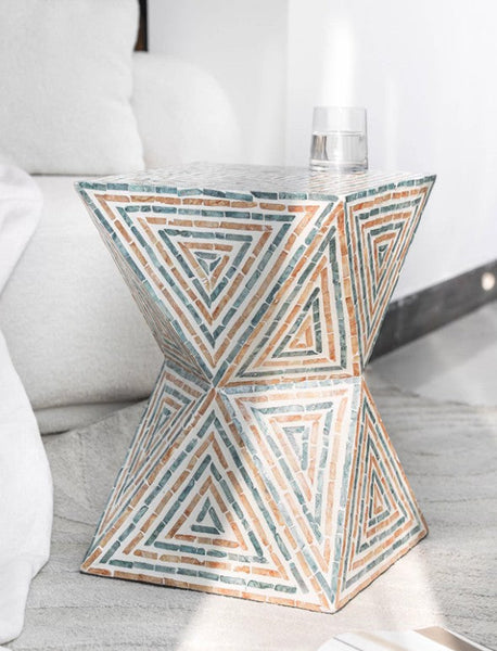 Modern Small End Table, Contemporary Small Sofa Side Table, Unique Shell Small Side Table, Portable Casual Side Table, Creative Coffee Table-ArtWorkCrafts.com