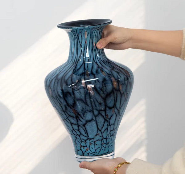 Handmade Liuli Vases, Centerpiece Vases on Table, Colored Glaze Vase for Modern Home Decor, Glass Bud Vases, Bouquet Flower Vase-ArtWorkCrafts.com