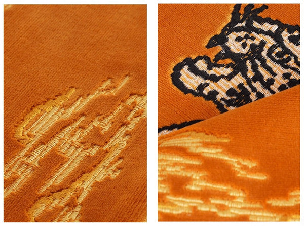 Contemporary Modern Sofa Pillows, Yellow Embroidery Tiger Pattern Pillows for Couch, Decorative Throw Pillows for Bedroom, Large Modern Sofa Pillow for Living Room