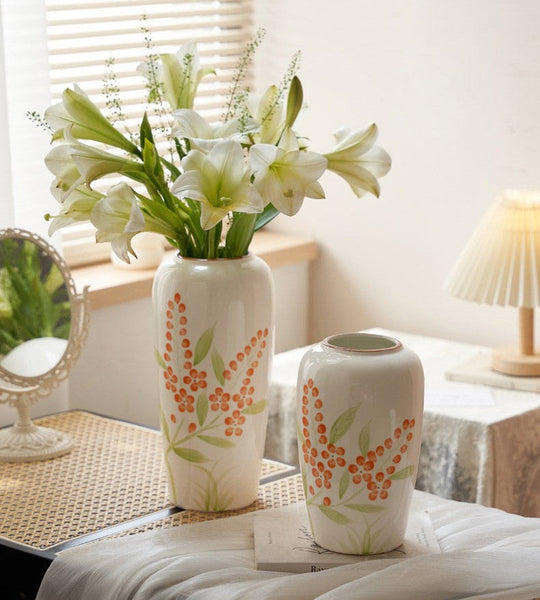 Dining Table Centerpiece, Ceramic Bouquet Vases, Porcelain Flower Vases, Large Flower Vases on Table, Handmade Water Holding Flower Vase-ArtWorkCrafts.com