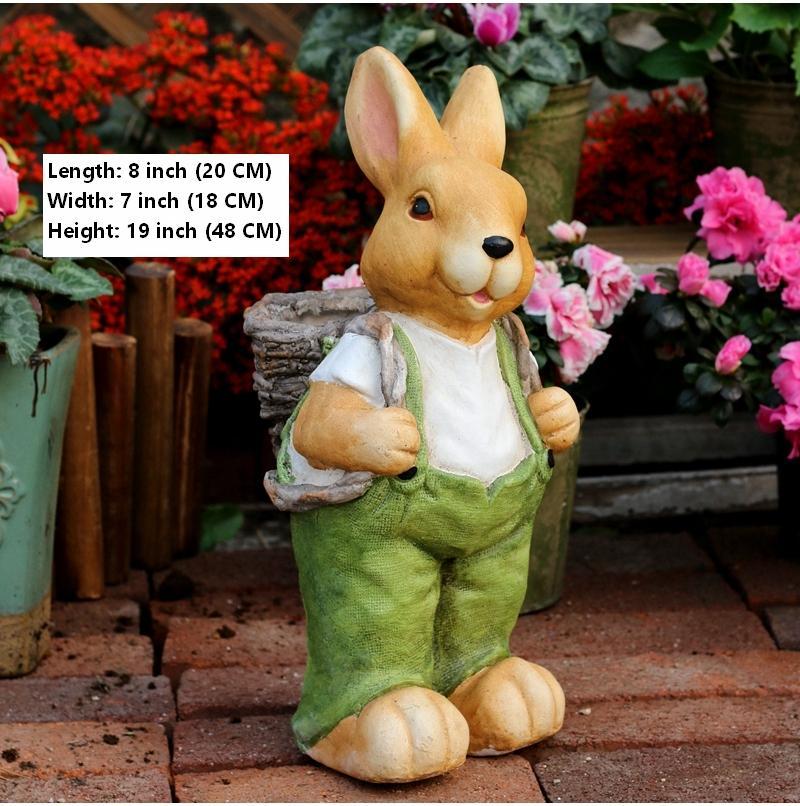 Garden Animal Statues, Large Garden Statues, Large Rabbit Statue for Garden, Bunny Flower Pot, Garden Ornament, Gardening Decoration Ideas-ArtWorkCrafts.com