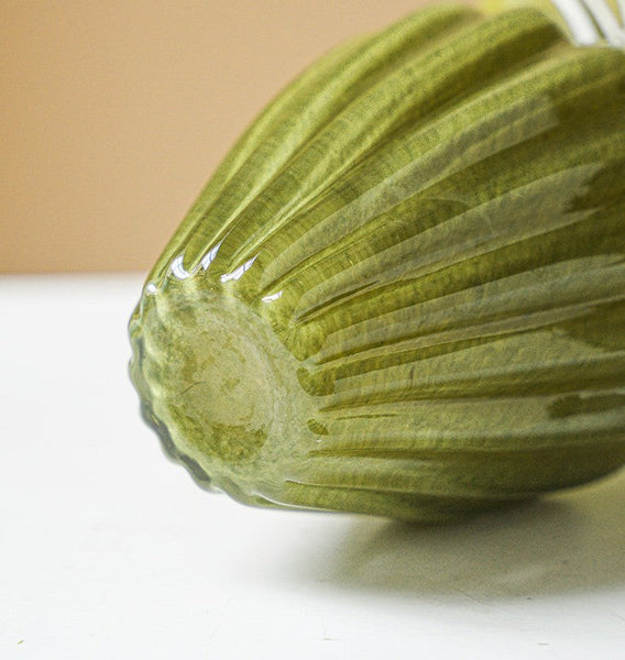 Unique Decorative Glass Vase, Centerpiece Vases on Table, Handmade Contemporary Glass Vases, Modern Green Vases for Living Room, Mid Century Vases for Flowers-ArtWorkCrafts.com