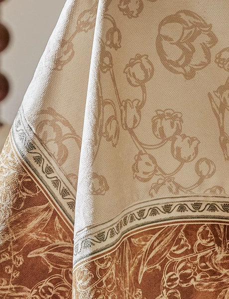 Flower Farmhouse Table Covers, Square Tablecloth for Round Table, Extra Large Modern Rectangular Tablecloth for Dining Room Table, Mid Century Tablecloth for Living Room-ArtWorkCrafts.com