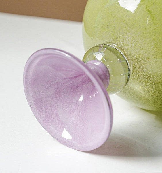 Centerpiece Contemporary Vases on Table, Modern Glass Vase for Flowers, Mid Century Glass Vases, Handmade Modern Vases for Living Room, Unique Decorative Glass Vase-ArtWorkCrafts.com