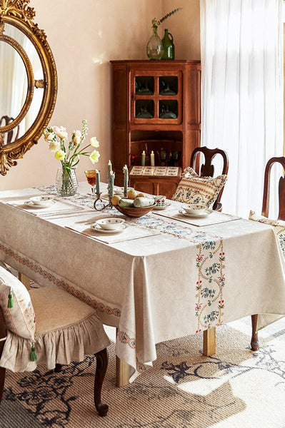 Spring Flower Table Covers for Round Table, Large Modern Rectangle Tablecloth for Dining Table, Farmhouse Table Cloth for Oval Table, Square Tablecloth for Kitchen-ArtWorkCrafts.com