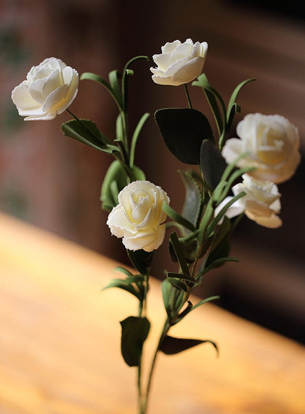 Flower Arrangement Ideas for Living Room, White Camellia Flowers, Modern Artificial Flowers for Home Decoration, Simple Artificial Floral for Bedroom-ArtWorkCrafts.com