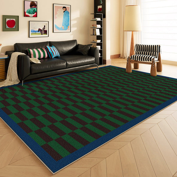 Modern Living Room Rug Ideas, Geometric Contemporary Area Rugs, Green Mid Century Modern Rugs, Colorful Modern Rugs for Dining Room-ArtWorkCrafts.com