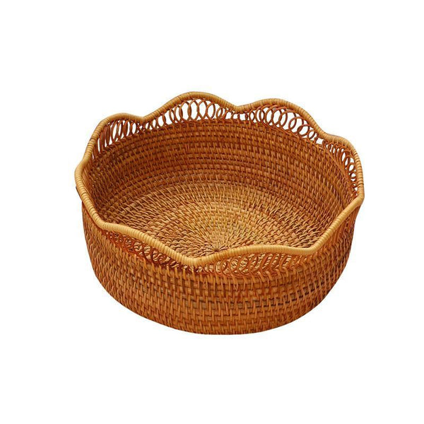 Woven Round Storage Basket, Cute Small Rattan Woven Baskets, Fruit Storage Basket, Storage Baskets for Kitchen-ArtWorkCrafts.com