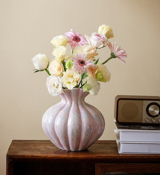 Handmade Water Holding Flower Vases, Modern Flower Vase Centerpiece on Table, Porcelain Flower Vases, Ceramic Bouquet Vases-ArtWorkCrafts.com