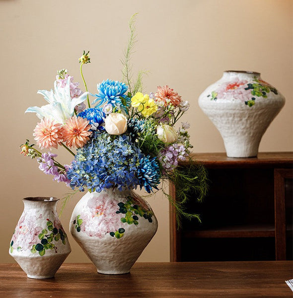 Modern Porcelain Flower Vases, Flower Vases on Table, Handmade Water Holding Flower Vases, Centerpiece on Dining Table, Ceramic Bouquet Vases-ArtWorkCrafts.com