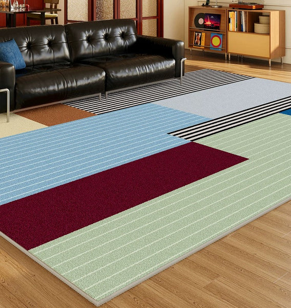 Abstract Contemporary Modern Rugs for Living Room, Geometric Modern Rug Placement Ideas for Living Room, Colorful Modern Rugs for Bedroom