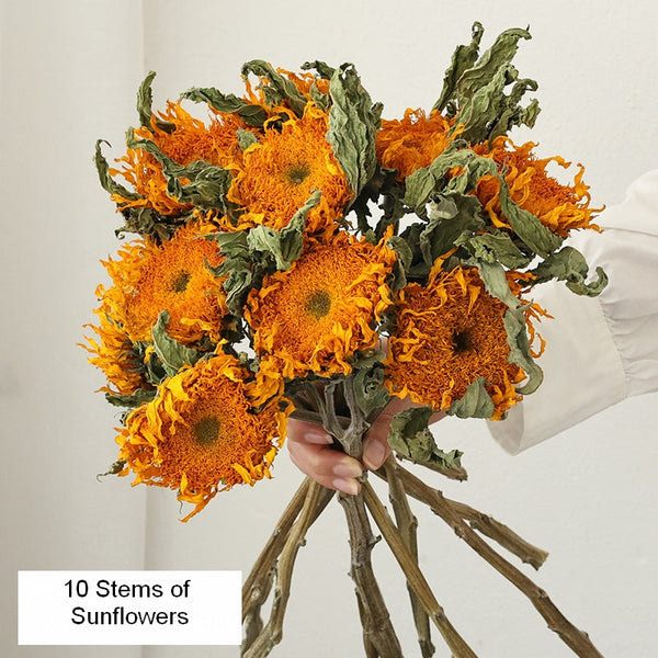 Natural Decorations, A Bunch of Sunflowers, Flower Arrangement, Handmade Artificial Flowers for Home Decor, Natural Dried Sunflower Stems-ArtWorkCrafts.com