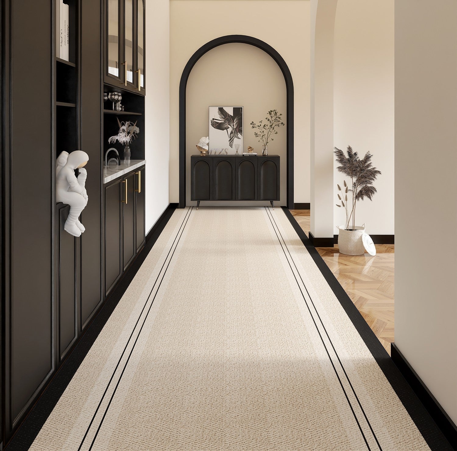 Extra Long Hallway Runners, Stain-resistant Non Slip Runner Rugs, 20 Feet Modern Entryway Runner Rug Ideas, Geometric Modern Long Hallway Runners-ArtWorkCrafts.com