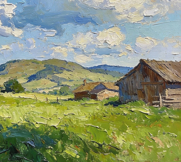 Original Small Paintings, Summer Landscape, Trees, Grass and Cloud Shadows, Landscape Artwork Canvas Paintings, Small Oil Paintings, Small Wall Paintings-ArtWorkCrafts.com