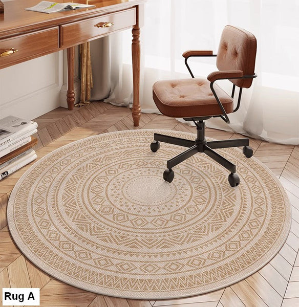 Modern Round Rugs for Bedroom, Circular Modern Rugs under Dining Room Table, Contemporary Round Rugs, Geometric Modern Rug Ideas for Living Room-ArtWorkCrafts.com