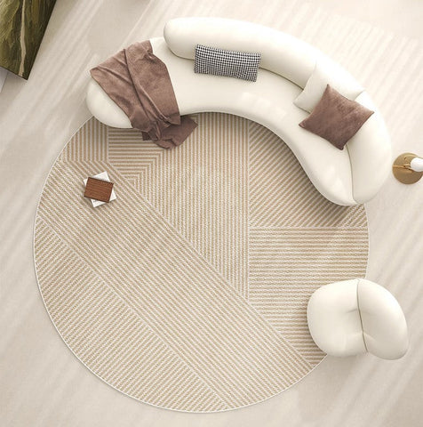 Modern Rugs for Dining Room, Circular Modern Rugs for Bedroom, Contemporary Round Rugs, Geometric Modern Rug Ideas for Living Room-ArtWorkCrafts.com