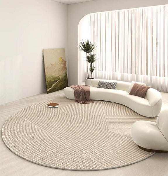 Modern Rugs for Dining Room, Circular Modern Rugs for Bedroom, Contemporary Round Rugs, Geometric Modern Rug Ideas for Living Room-ArtWorkCrafts.com