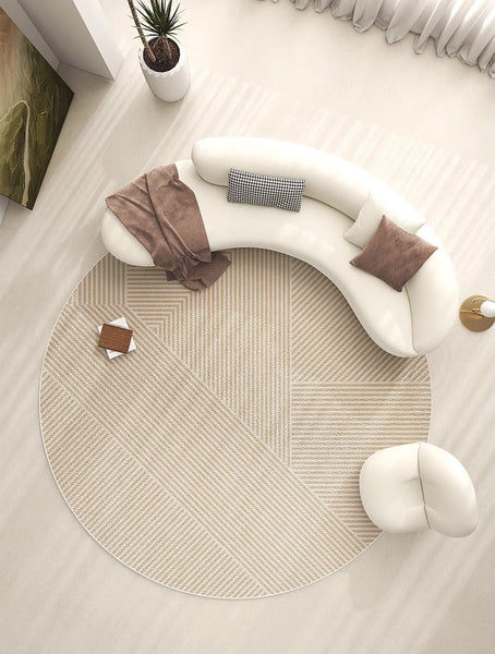 Modern Rugs for Dining Room, Circular Modern Rugs for Bedroom, Contemporary Round Rugs, Geometric Modern Rug Ideas for Living Room-ArtWorkCrafts.com