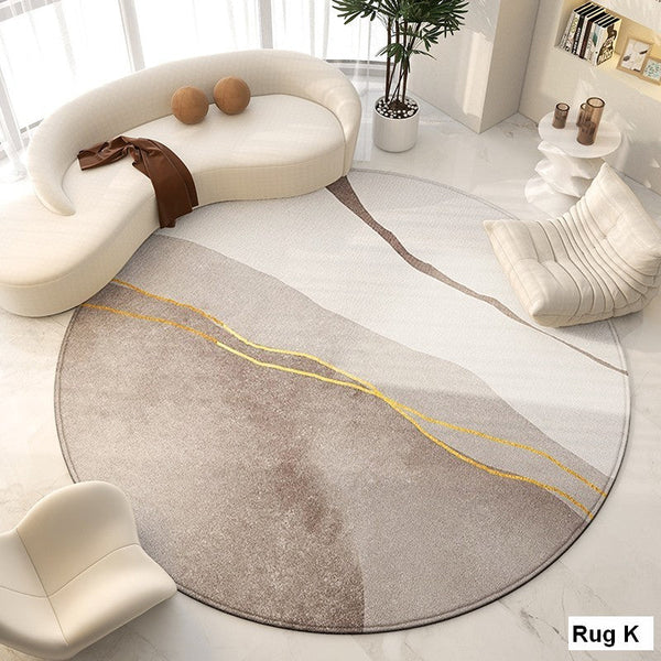 Abstract Modern Area Rugs for Bedroom, Circular Modern Rugs under Chairs, Geometric Round Rugs for Dining Room, Contemporary Modern Rug for Living Room-ArtWorkCrafts.com