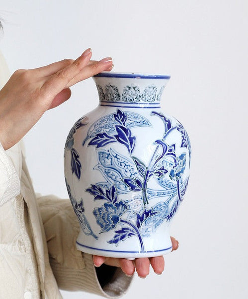 Porcelain Flower Vases, Centerpiece Ceramic Bouquet Vases, Handmade Flower Vase, Vintage Flower Vases on Dining Table-ArtWorkCrafts.com