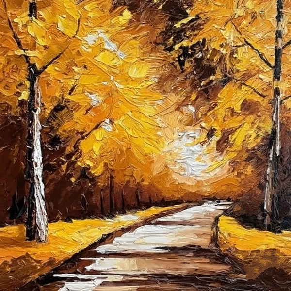 Heavy Texture Canvas Art, Small Palette Knife Oil Paintings, Easy Landscape Painting Ideas, Simple Small Canvas Paintings, Autumn Forest Tree Painting, Small Landscape Painting-ArtWorkCrafts.com