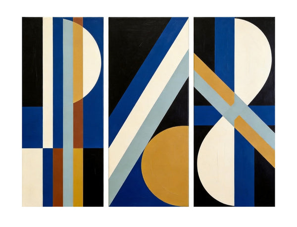 Multi Panel Canvas Art, Oversized Group Paintings, Geometric Abstract Paintings, Modern Paintings for Mid Century Living Room
