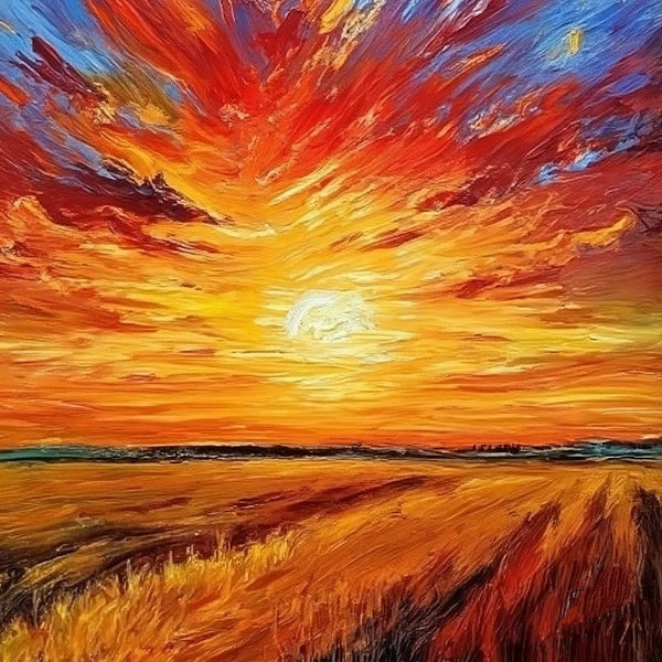 Simple Small Canvas Paintings, Sunset Landscape Painting, Original Small Landscape Paintings, Heavy Texture Acrylic Artwork, Easy Landscape Painting Ideas for Home Decor-ArtWorkCrafts.com