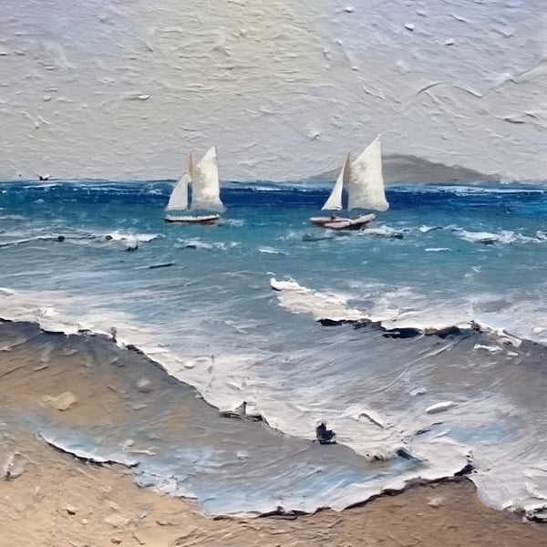 Hand Painted Canvas Art, Simple Small Canvas Paintings, Sail Boat at Sea Painting, Easy Seascape Painting Ideas, Small Landscape Painting-ArtWorkCrafts.com
