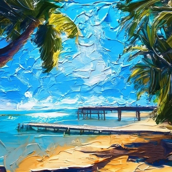 Texture Canvas Art, Florida Seashore Beach Painting, Original Small Landscape Paintings, Heavy Small Palette Knife Oil Paintings, Easy Landscape Painting Ideas, Simple Small Canvas Paintings-ArtWorkCrafts.com