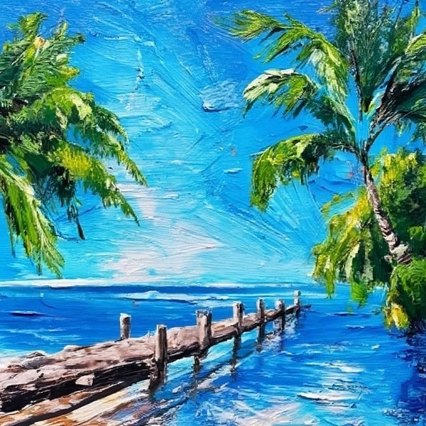 Original Small Landscape Paintings, Heavy Texture Canvas Art, Florida Seashore Beach Painting, Small Palette Knife Oil Paintings, Easy Landscape Painting Ideas, Simple Small Canvas Paintings-ArtWorkCrafts.com