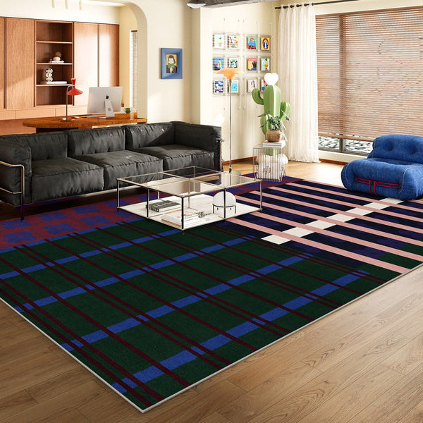 Contemporary Modern Rugs for Dining Room, Bedroom Modern Floor Carpet, Blue Modern Rug Designs, Living Room Rug Ideas, Mid Century Modern Rugs-ArtWorkCrafts.com