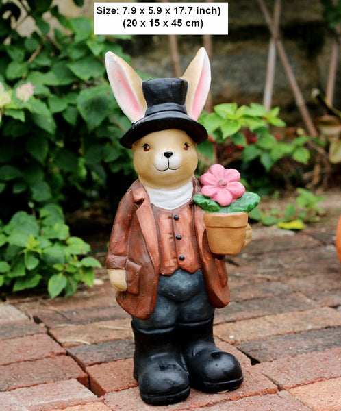 Garden Animal Sculpture Rabbit Statues, Garden Decor Ideas, Animal Statue for Garden Ornament, Villa Courtyard Decor, Outdoor Garden Decoration-ArtWorkCrafts.com