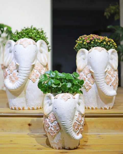 Oversized Modern Garden Flower Pot, Extra Large Elephant Garden Flowerpots, Animal Statue for Garden Ornaments, Resin Statue for Garden, Villa Outdoor Garden Flower Pots-ArtWorkCrafts.com