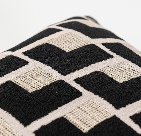 Black Chequer Modern Sofa Throw Pillows, Abstract Contemporary Throw Pillow for Living Room, Large Decorative Throw Pillows for Couch-ArtWorkCrafts.com