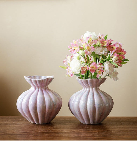 Handmade Water Holding Flower Vases, Modern Flower Vase Centerpiece on Table, Porcelain Flower Vases, Ceramic Bouquet Vases-ArtWorkCrafts.com