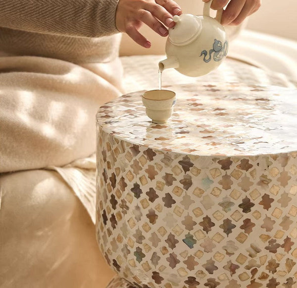 Elegant Small End Table, Modern Side Table, Contemporary Bedside Table, Bedside Small Side Table, Creative Coffee Table, Contemporary Side Table, Portable Casual Side Table, Shell Small Sofa Side Table-ArtWorkCrafts.com