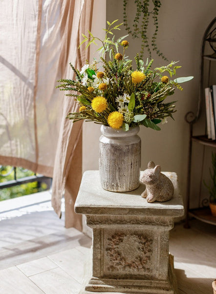 Beautiful Modern Artificial Flowers for Dining Room Table, Dandelion, Wheat Branch, Eucalyptus Globulus, Unique Flower Arrangement for Home Decoration-ArtWorkCrafts.com