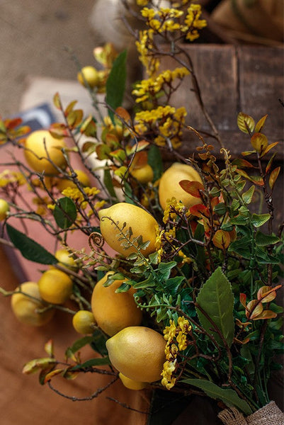 Lemon Branch, Fragrans stems, Fern leaf, Creative Flower Arrangement Ideas for Home Decoration, Unique Artificial Flowers, Simple Artificial Floral for Dining Room Table-ArtWorkCrafts.com