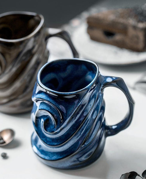 Stoneware Coffee Mugs, White Ceramic Coffee Mug, Large Capacity Coffee Cups, Birthday Gifts, Handmade Pottery Coffee Mug-ArtWorkCrafts.com