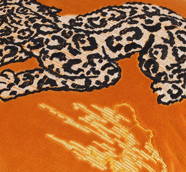 Contemporary Modern Sofa Pillows, Yellow Embroidery Tiger Pattern Pillows for Couch, Decorative Throw Pillows for Bedroom, Large Modern Sofa Pillow for Living Room