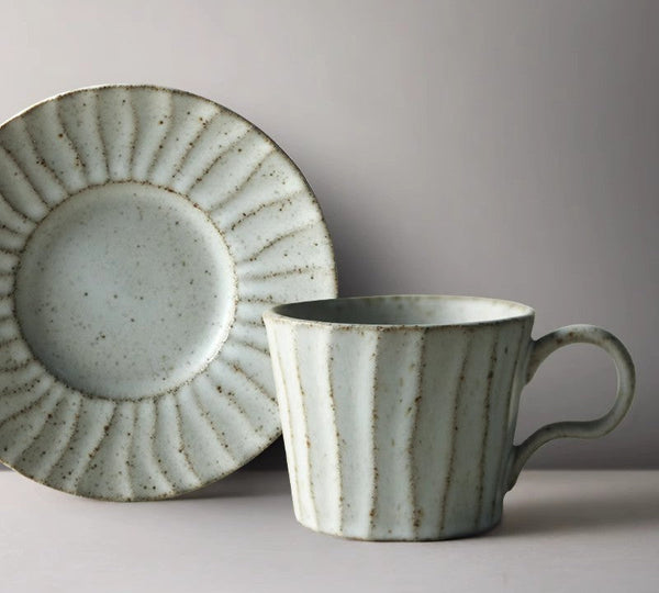 Handmade Pottery Coffee Cup, Creative Ceramic Coffee Cup with Saucer, Unique Tea Cup and Saucer, Modern Tea Cup Set for Traditional Afternoon Tea-ArtWorkCrafts.com