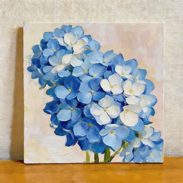 Small Canvas Artwork, Blue and White Hydrangeas in Full Bloom, Still Life Painting, Original Flower Paintings, Buy Small Artwork Online, Hand Painted Canvas Art-ArtWorkCrafts.com